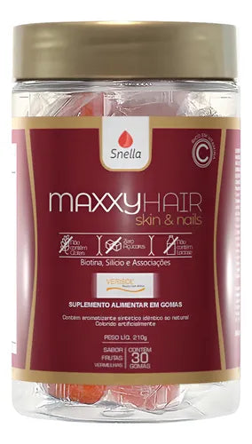 BALA DE COLAGENO MAXXY HAIR 30 UN FRUTAS VERMELHAS