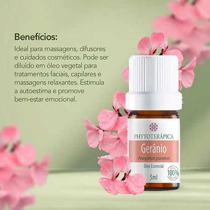 Óleo Essencial de Gerânio - 5ml - Phytoterápica